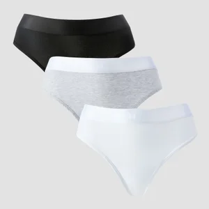 Ženske tangice s srednje visokim pasom MP (pakiranje s 5 kosi) – bele / črne / melanž sive - Size XS