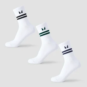 Nogavice Stripe Retro Crew MP (3 v pakiranju) – črna/temno smaragdna/temno safirna - Size UK 2-5