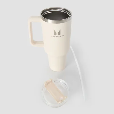 Myprotein kovinska steklenica s stranskim ročajem in slamico 1200 ml - naravna kremna Slika 6