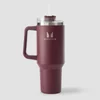 Myprotein kovinska steklenica s stranskim ročajem in slamico 1200 ml - bordo