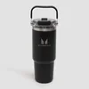 Myprotein reciklirana kovinska steklenica s slamico in zgornjim ročajem 900 ml - črna