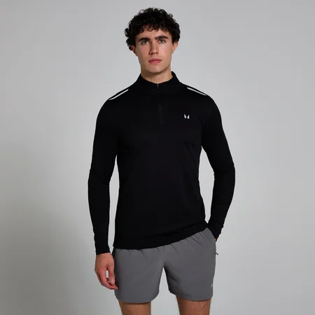 Moška majica Active Gridded MP z 1/4 zadrgo – črna