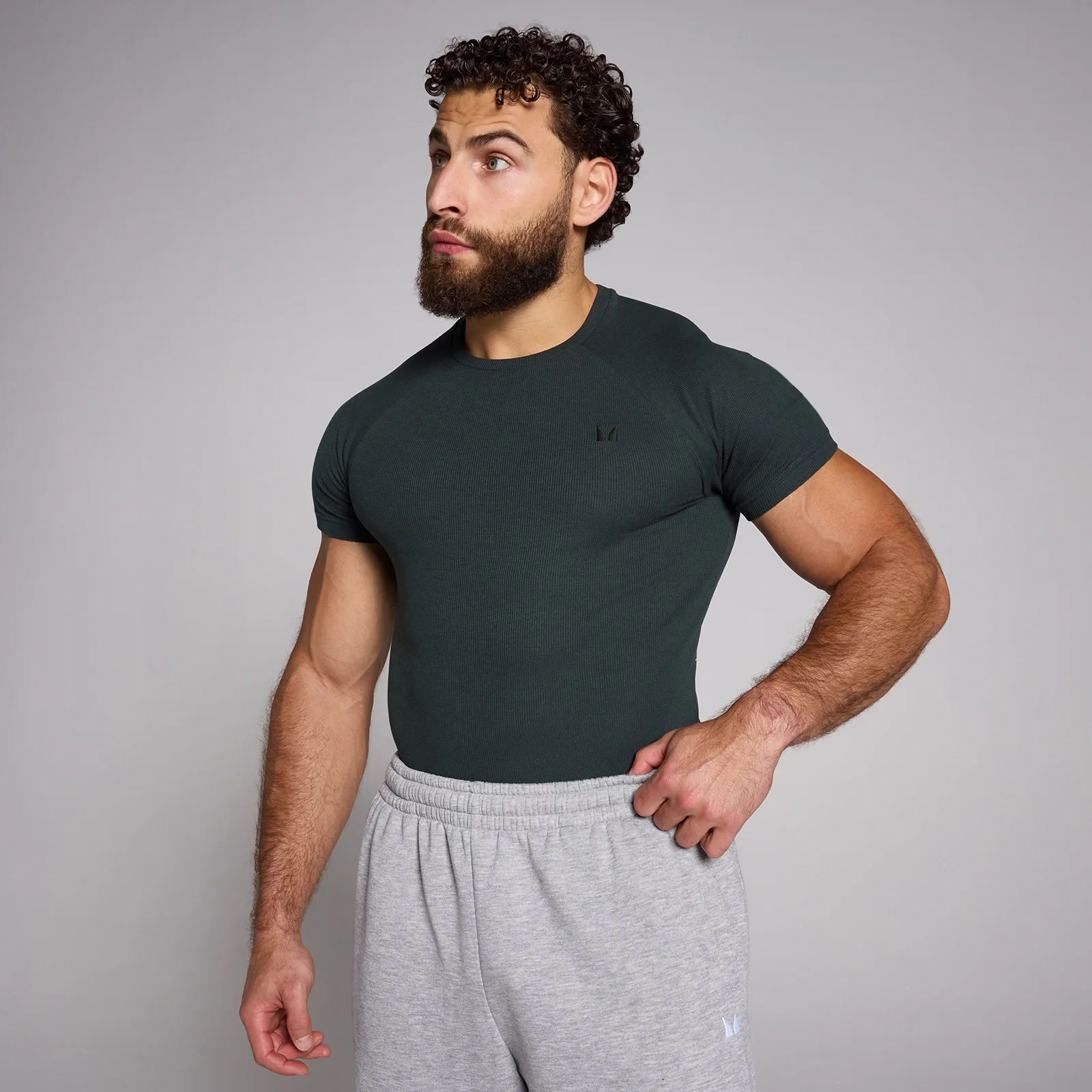 Moška majica Origin Ribbed Muscle Fit MP – sprano črna - L Slika 1