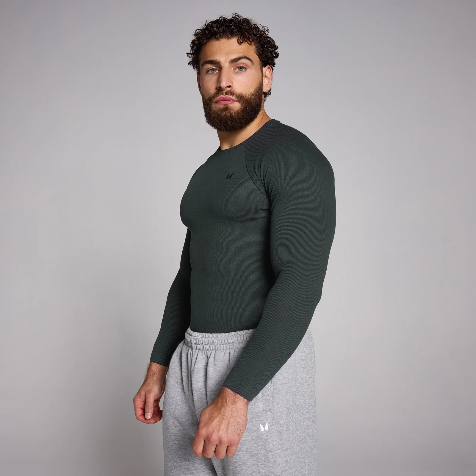 Moška majica z dolgimi rokavi Origin Ribbed Muscle Fit MP – sprano črna - M Slika 1