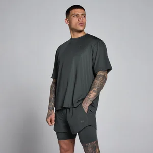 MP moška hibridna prevelika mrežasta majica - washed black - Size XS