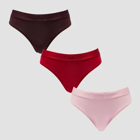 MP ženske bikini hlačke s srednje visokim pasom (3 v paketu) - blush/rožnato rdeča/fudge
