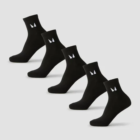 MP unisex nizke nogavice do gležnja (5 v paketu) - črna