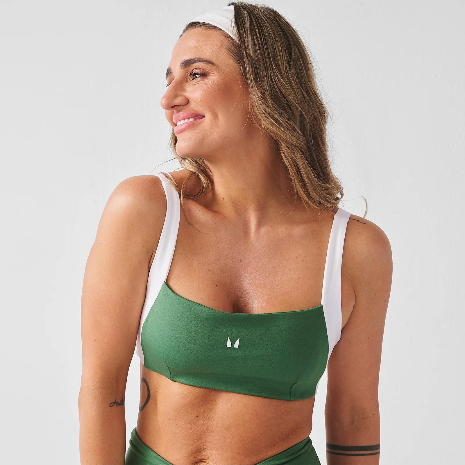 MP ženska sports bra s kontrastom in zavitim hrbtom X Tatiana - zelena - XS Slika 1