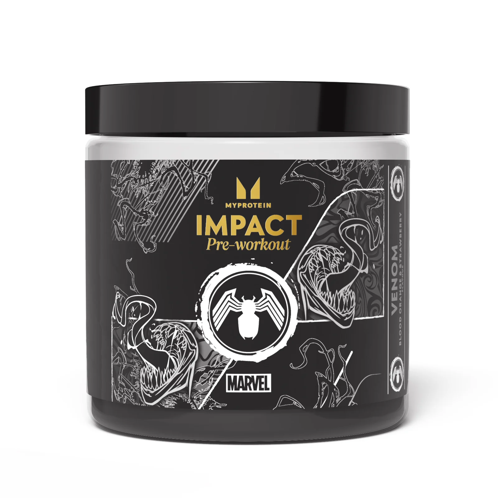 Predvadbeno dopolnilo Impact Pre-Workout – Venom – rdeča pomaranča in jagoda - 440g - 40Porcij - Marvel Venom - Blood Orange and Strawberry Slika 1