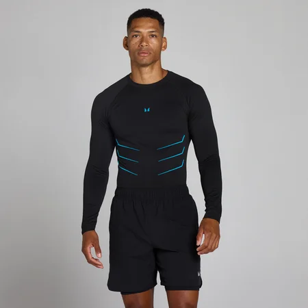Lift brezšivna majica z dolgimi rokavi - washed black/power blue