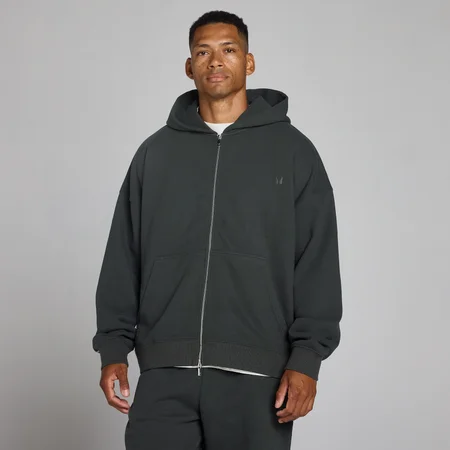 MP moški pulover s kapuco in dvosmerno zadrgo - washed black
