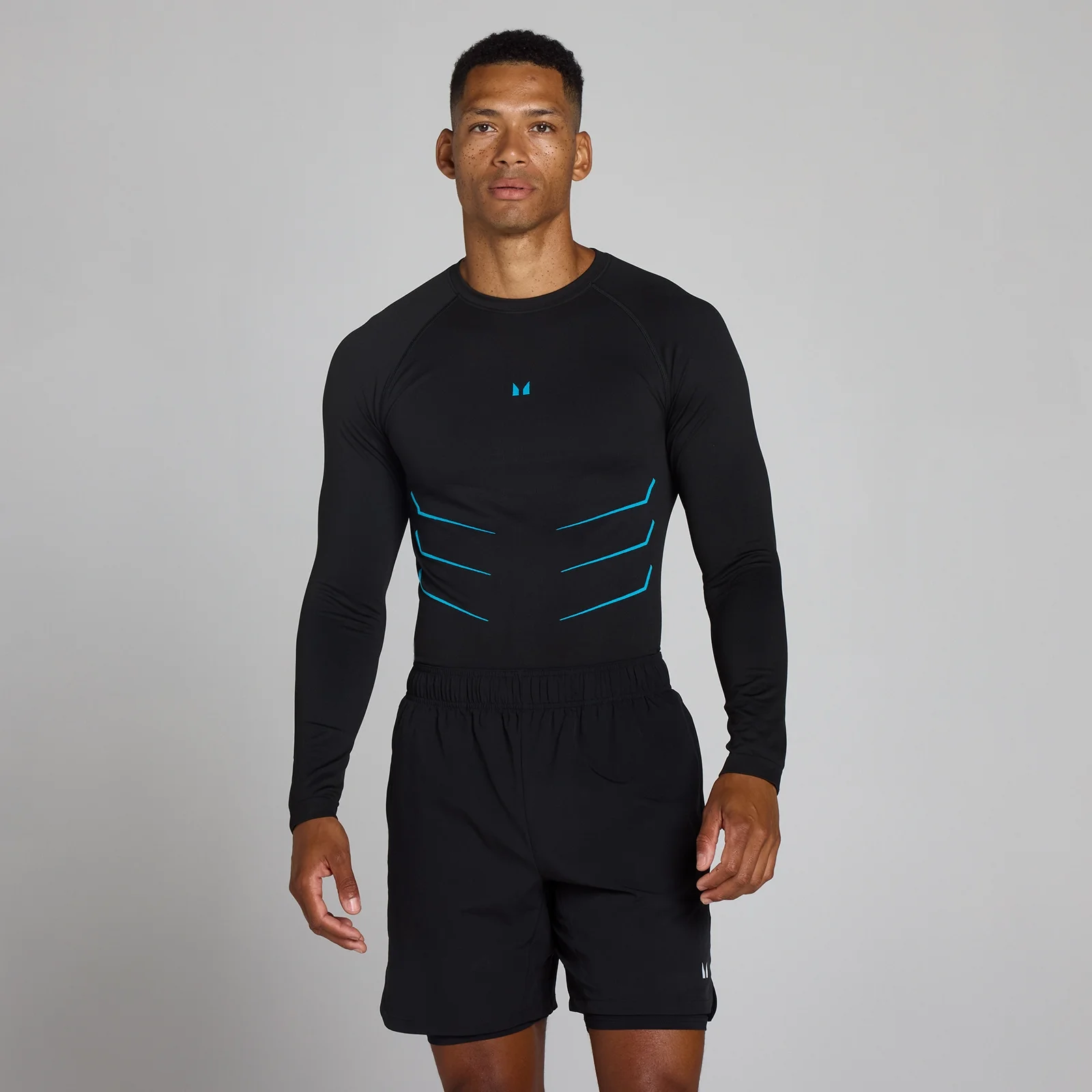 Lift brezšivna majica z dolgimi rokavi - washed black/power blue - L Slika 1