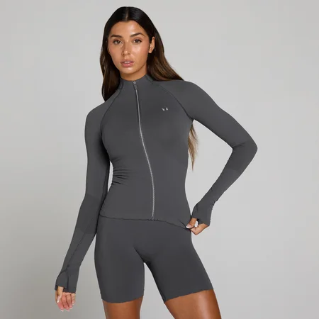 MP ženska jakna s celotno zadrgo Tempo Ultra brez šivov - robust grey