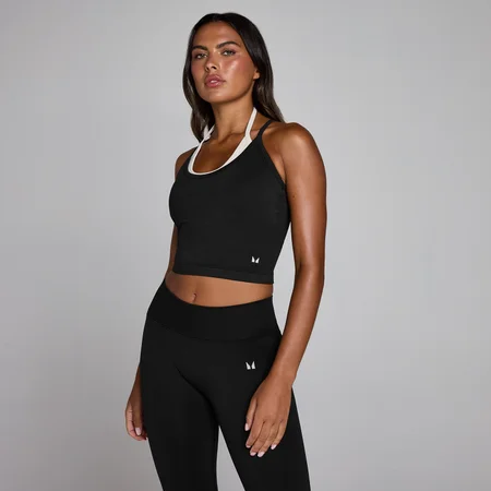 MP ženska brezšivni dvoplasten top - washed black