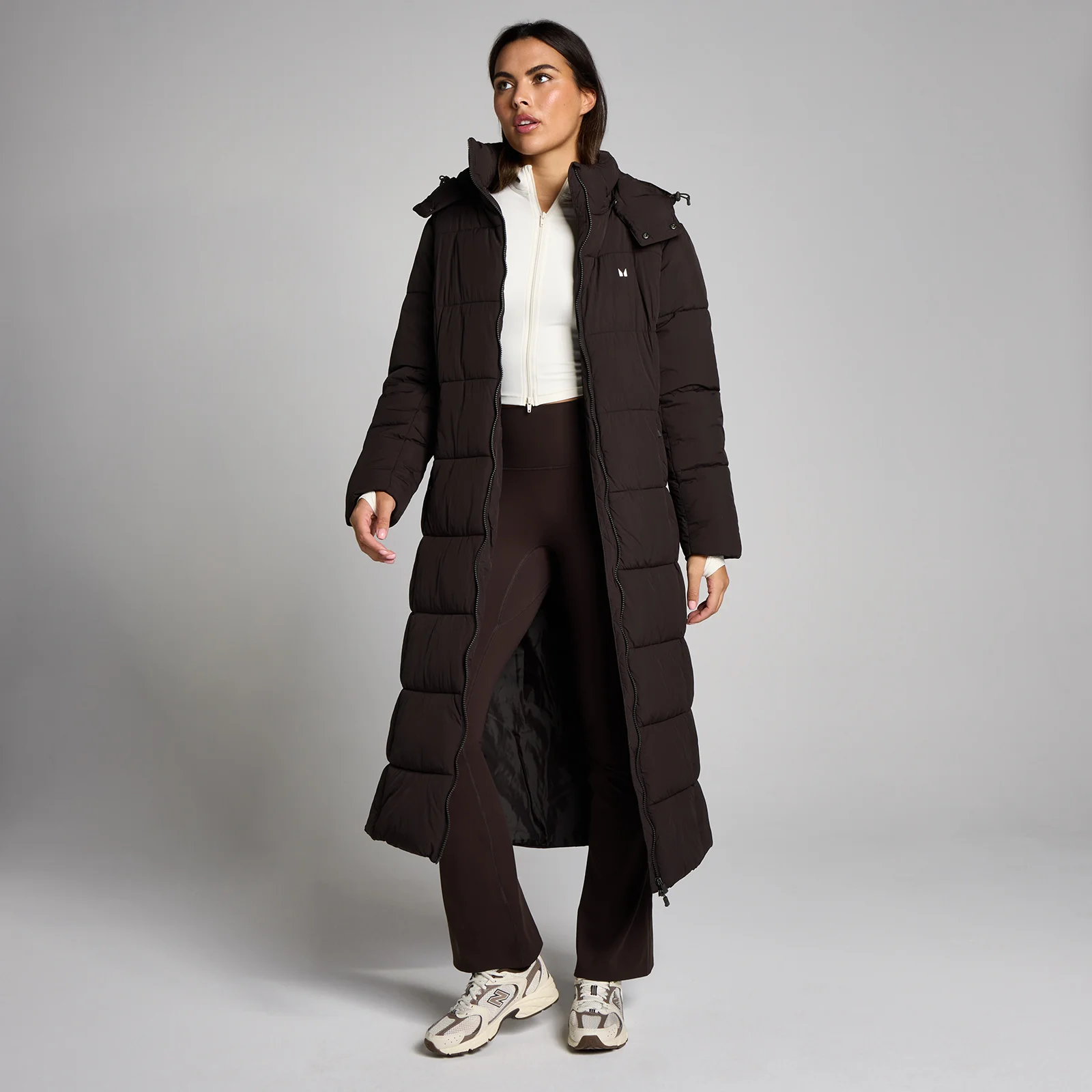 MP ženska podložena jakna maxi puffer - kakav - L Slika 1