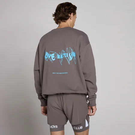 MP unisex hibridni pulover z grafiko - pepelnato siv
