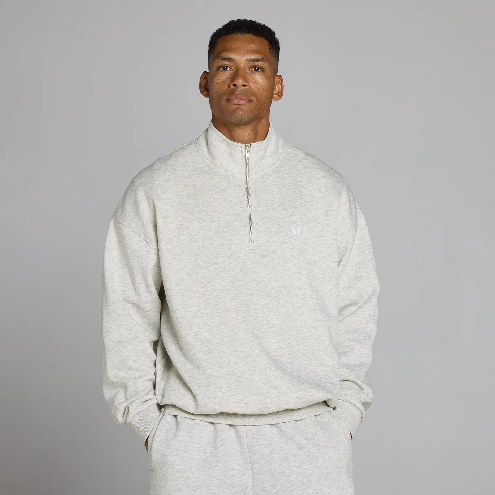 MP Men's Rest Day Oversized 1/4 Zip - Light Grey Marl - L Slika 1