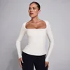 MP ženska majica z dolgimi rokavi SculptForm s kvadratnim izrezom - pearl