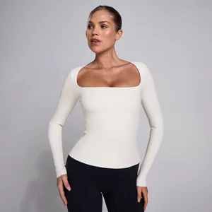 MP ženska majica z dolgimi rokavi SculptForm s kvadratnim izrezom - pearl - Size S