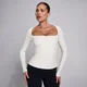 MP ženska majica z dolgimi rokavi SculptForm s kvadratnim izrezom - pearl