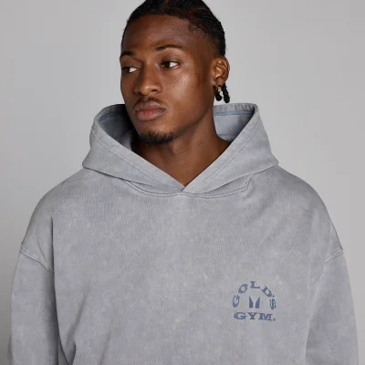 MP X Gold's Moška Washed Graphic Oversized Jopa s Kapuco - Steel Blue - L Slika 6
