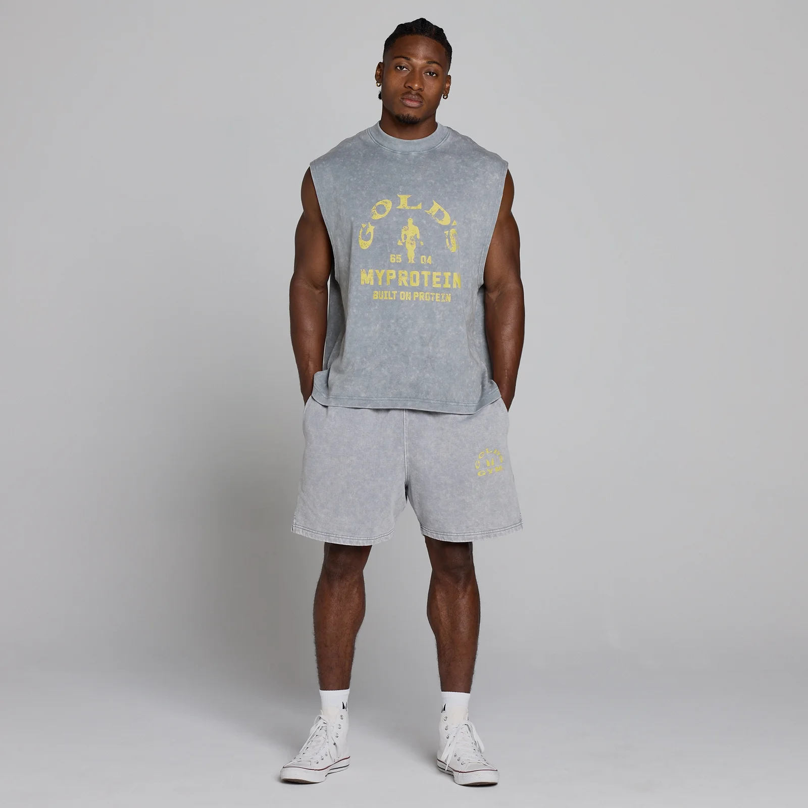 MP X Gold's Moška Washed Graphic Oversized Tank - Steel Blue - XL Slika 5