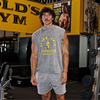 MP X Gold's Moška Washed Graphic Oversized Tank - Steel Blue