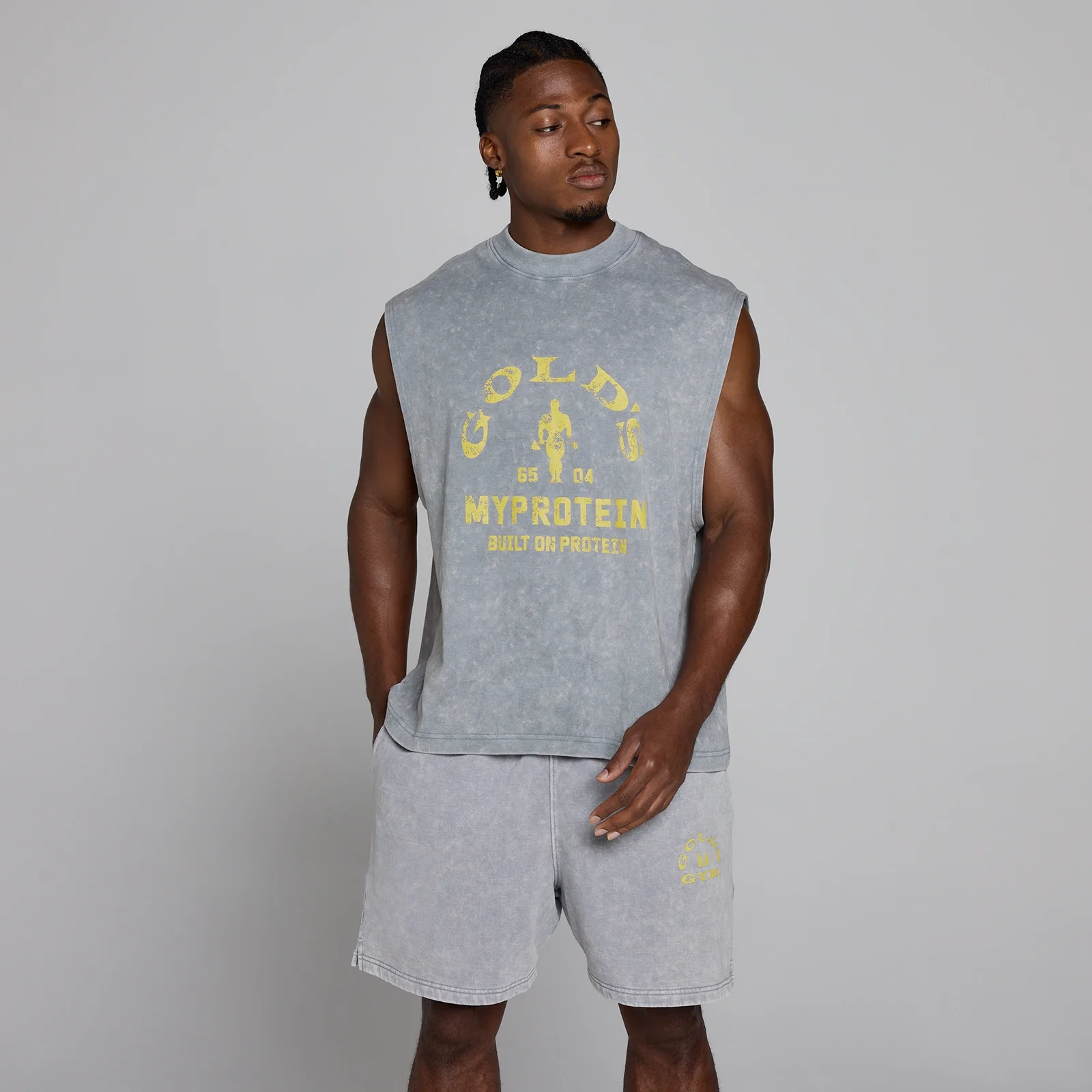 MP X Gold's Moška Washed Graphic Oversized Tank - Steel Blue - XL Slika 3